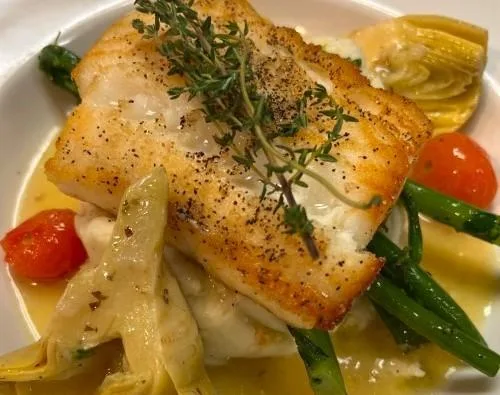 Fresh seafood course at an executive dining event
