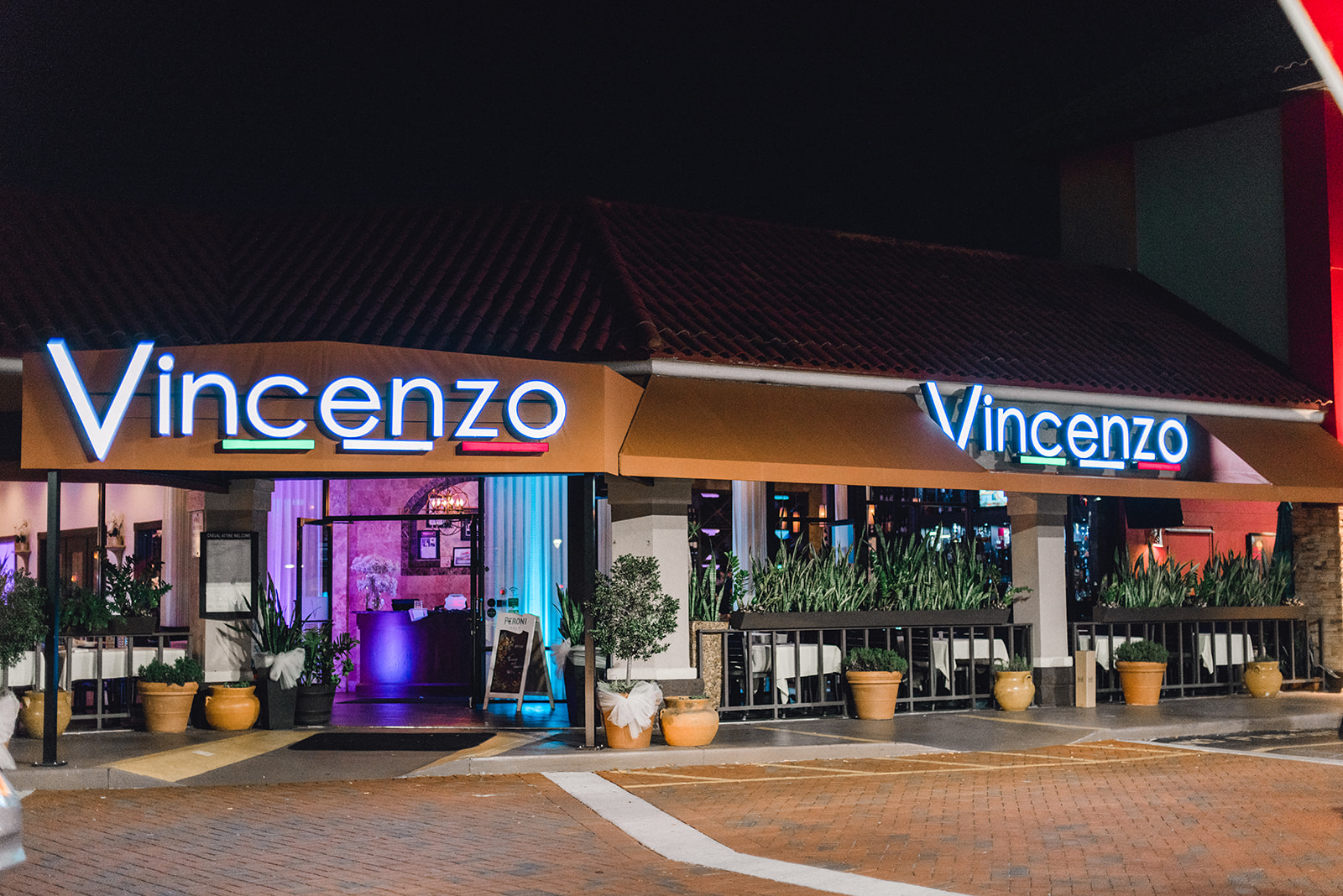 Vincenzo exterior at night