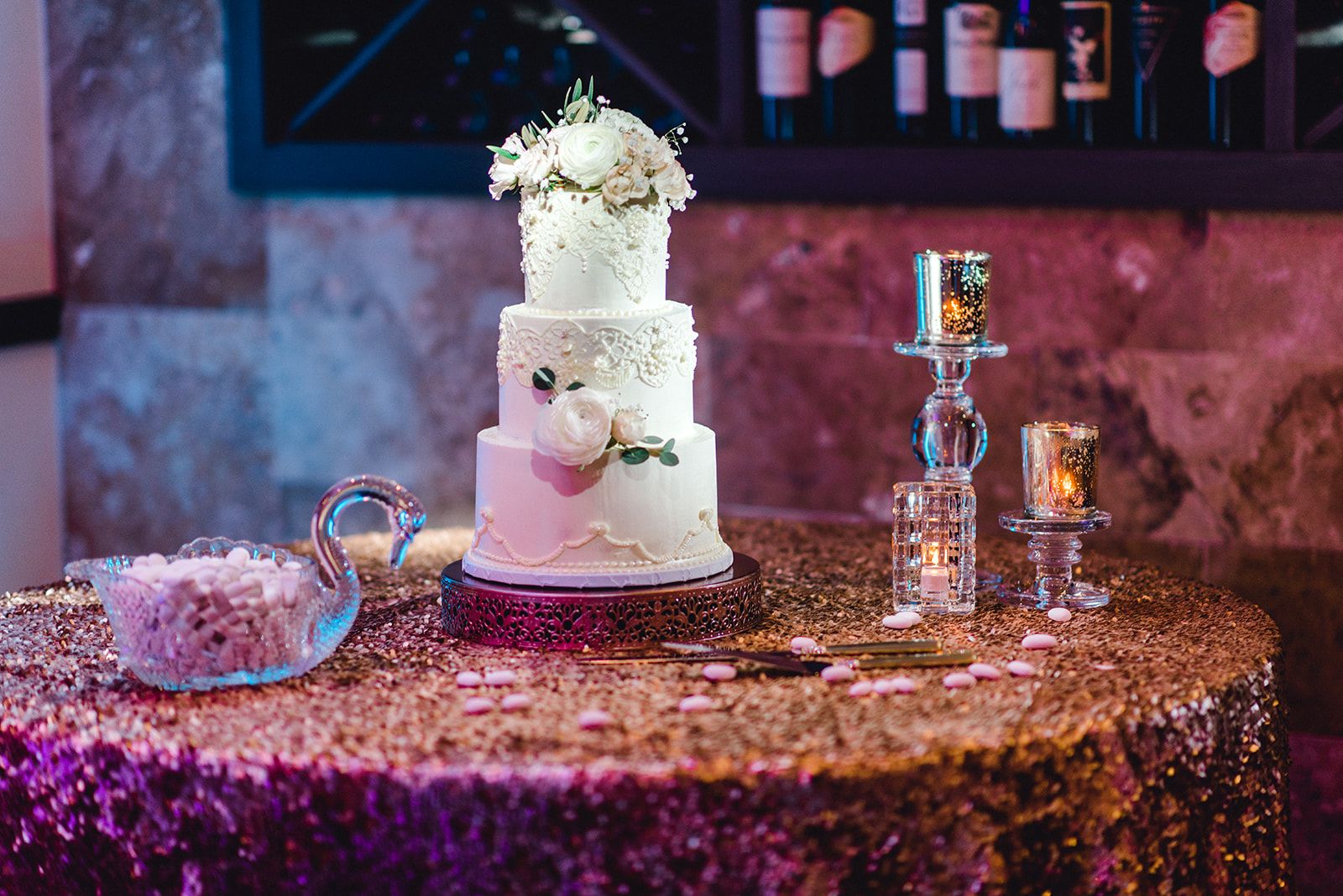 Wedding cake with candles at Vincenzo