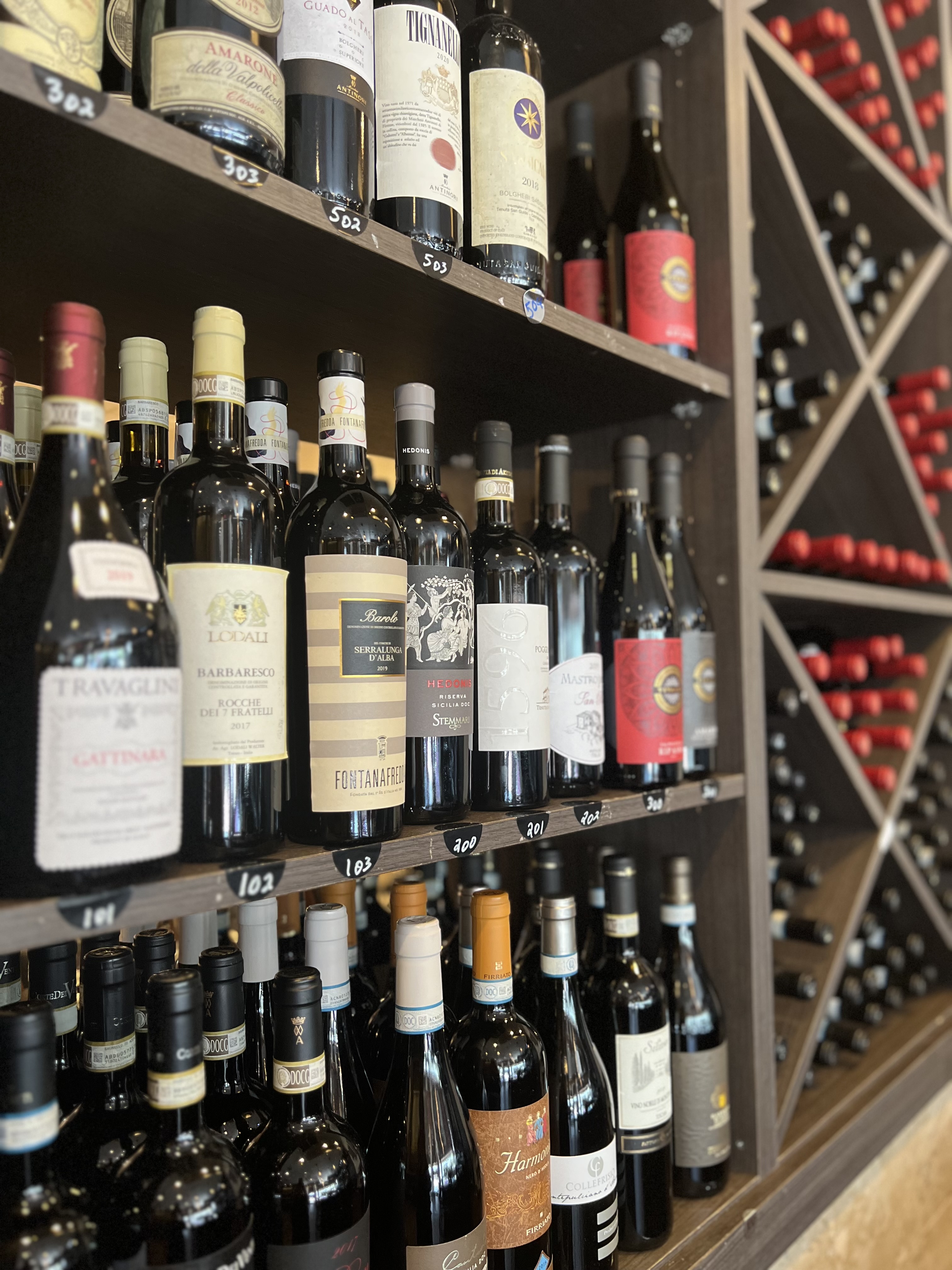 Wine wall at Vincenzo